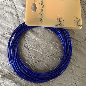 Metallic Cobalt Blue Thin Bangle Bracelet Set